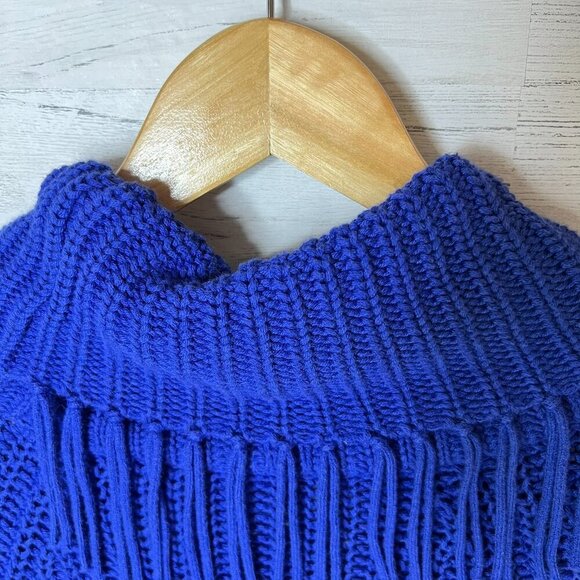 Chicos Sweater Womens Size 1/M Bright Blue/Purple Turtleneck Rabbit Hair Blend - Picture 14 of 15